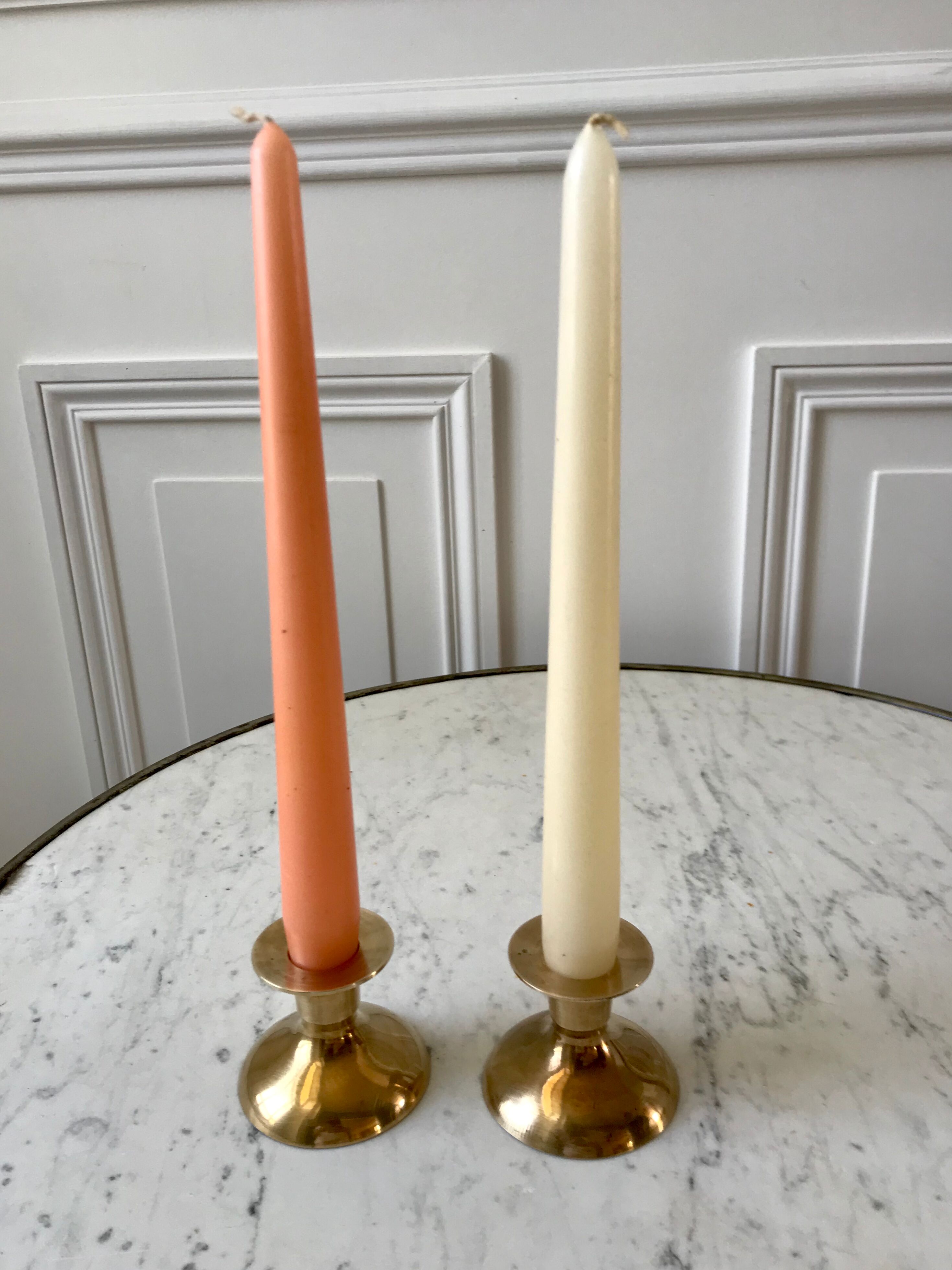 Duo of brass candle holders 20s