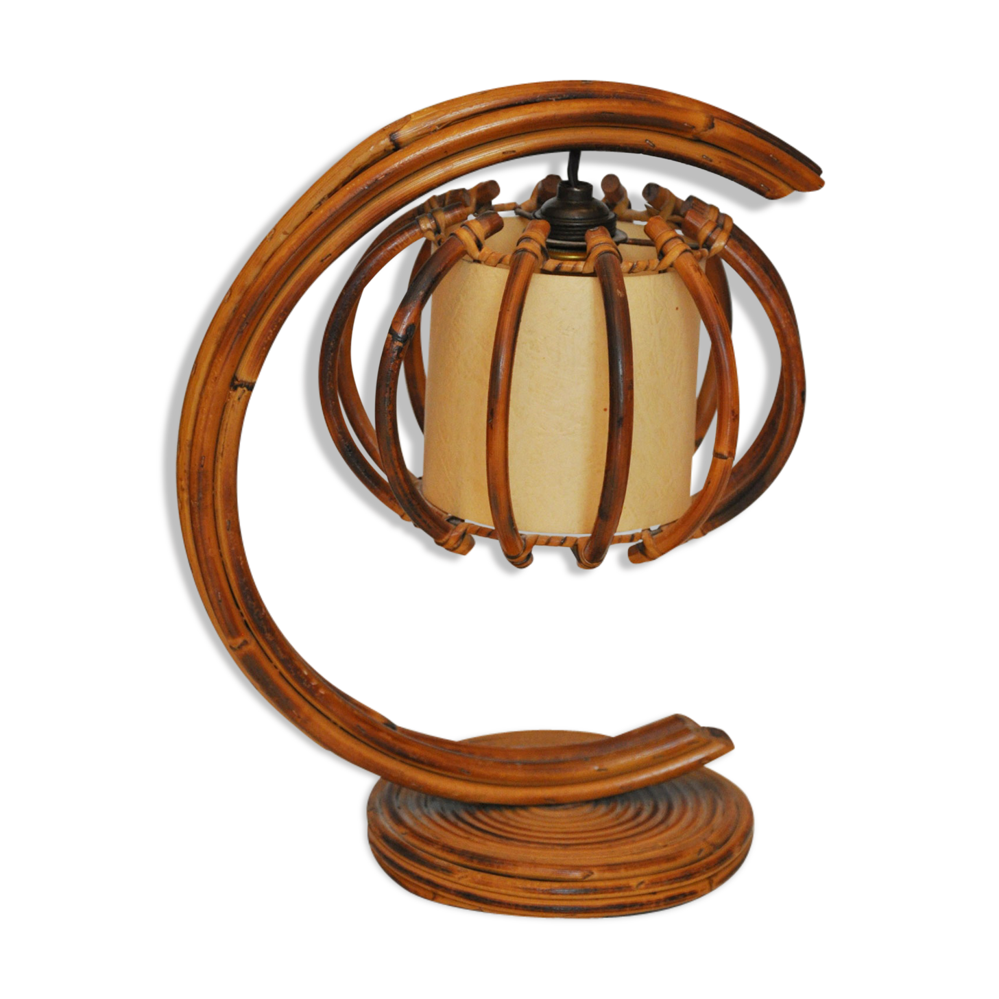 Lampe de chevet en rotin 1950