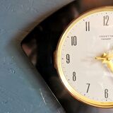 Vintage formica clock silent asymmetrical wall pendulum "Vedette noir"