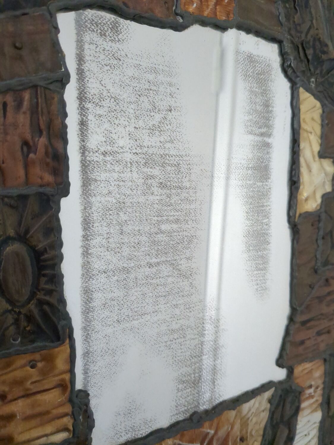 Rare old brutalist design mirror from the 70s