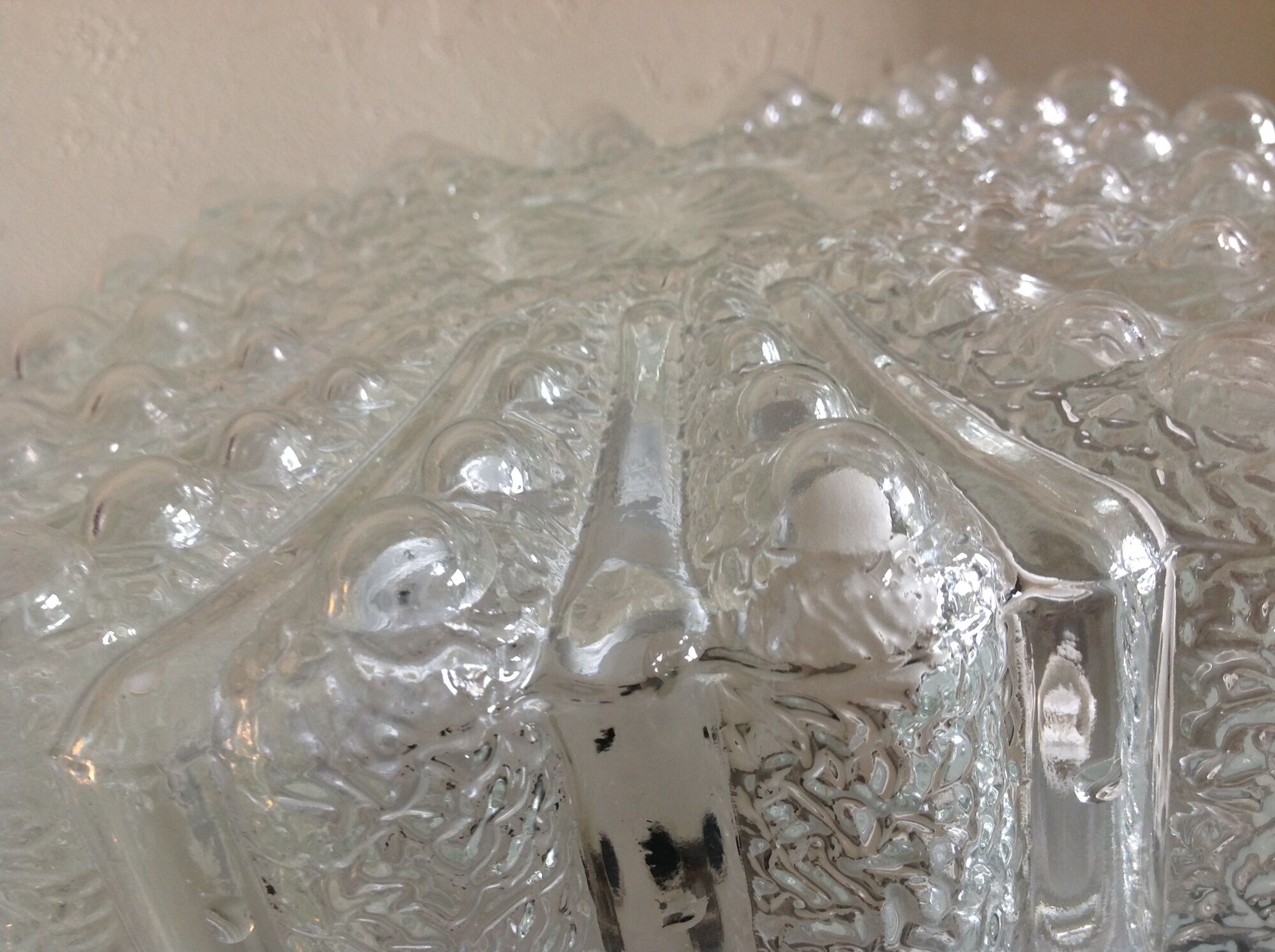 Square ceiling lamp in bulled glass 60/70s