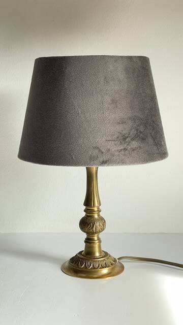 MASSIVE BRASS LAMP and VINTAGE Velvet