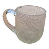 Tasse en verre bullé jaune paille signée Biot