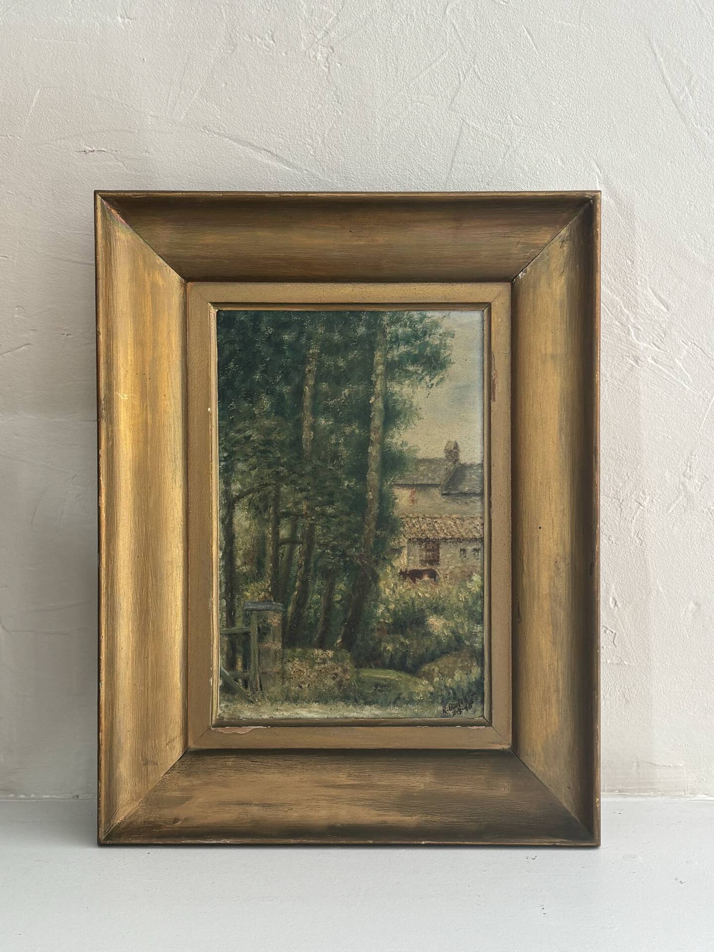 Peinture ancienne encadrée - signée R Guillet - 1948