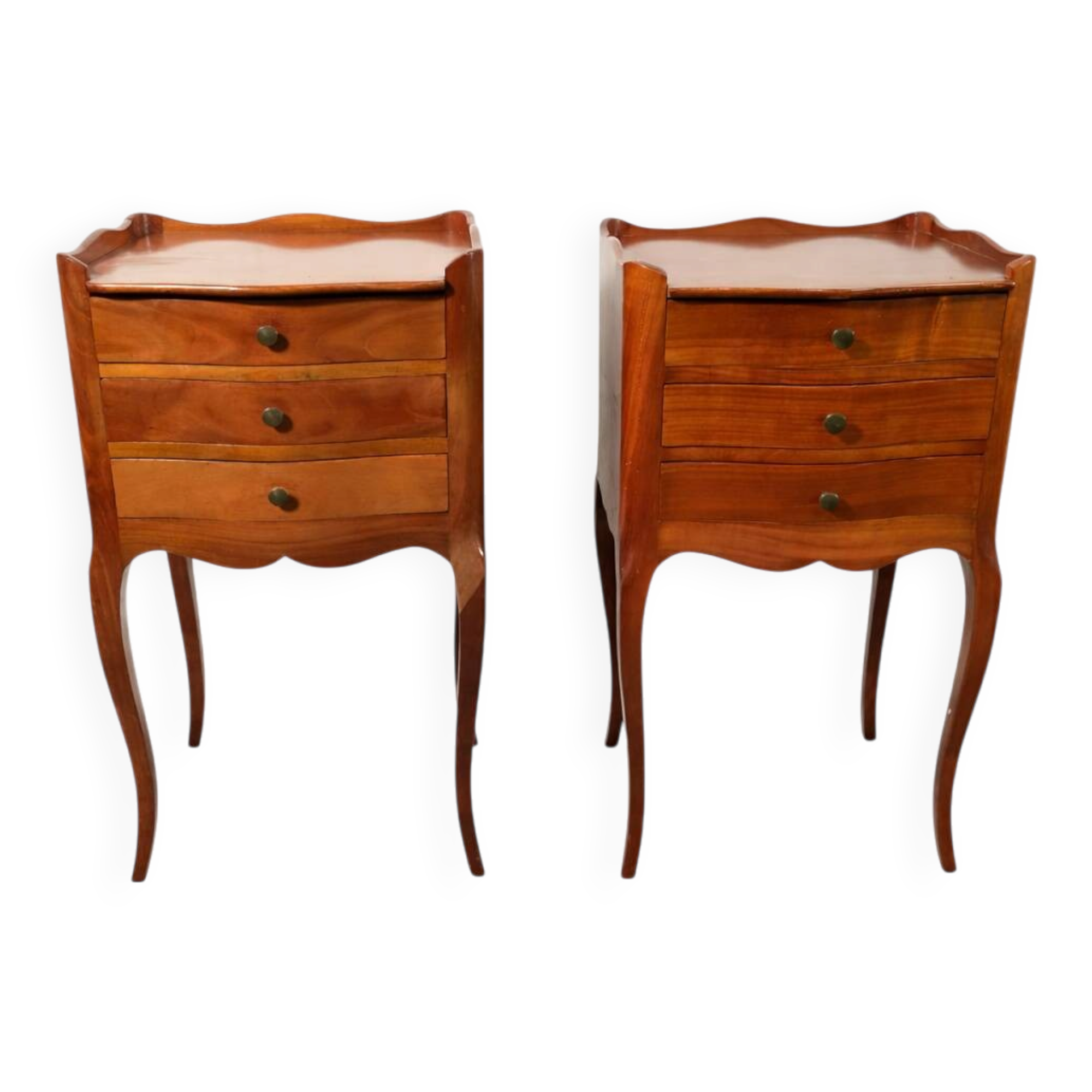 Pair of Louis XV style bedside tables in cherry wood.