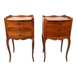 Pair of Louis XV style bedside tables in cherry wood.