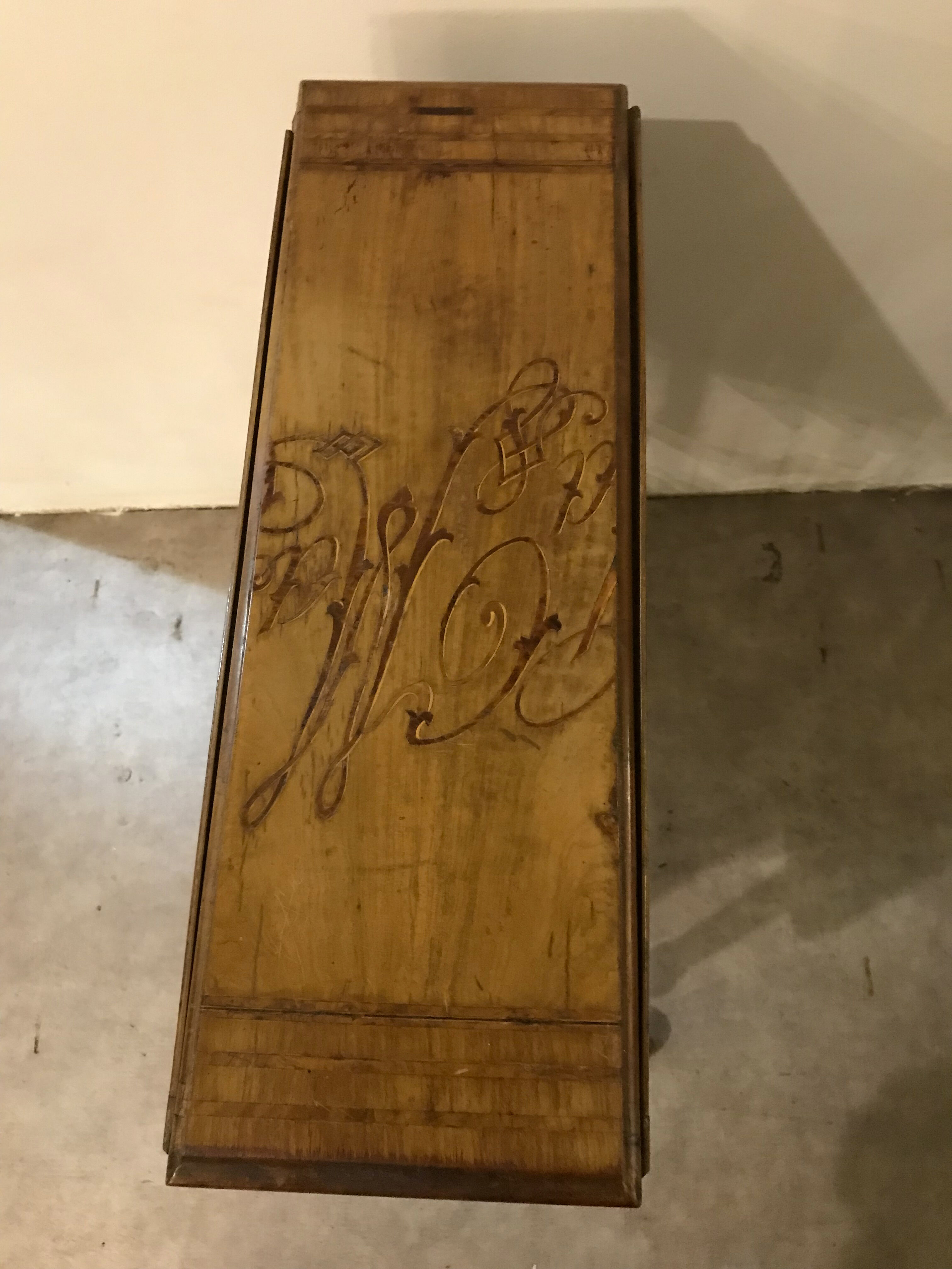 Napoleon iii walnut shutter table with marquetry villa massena nineteenth era