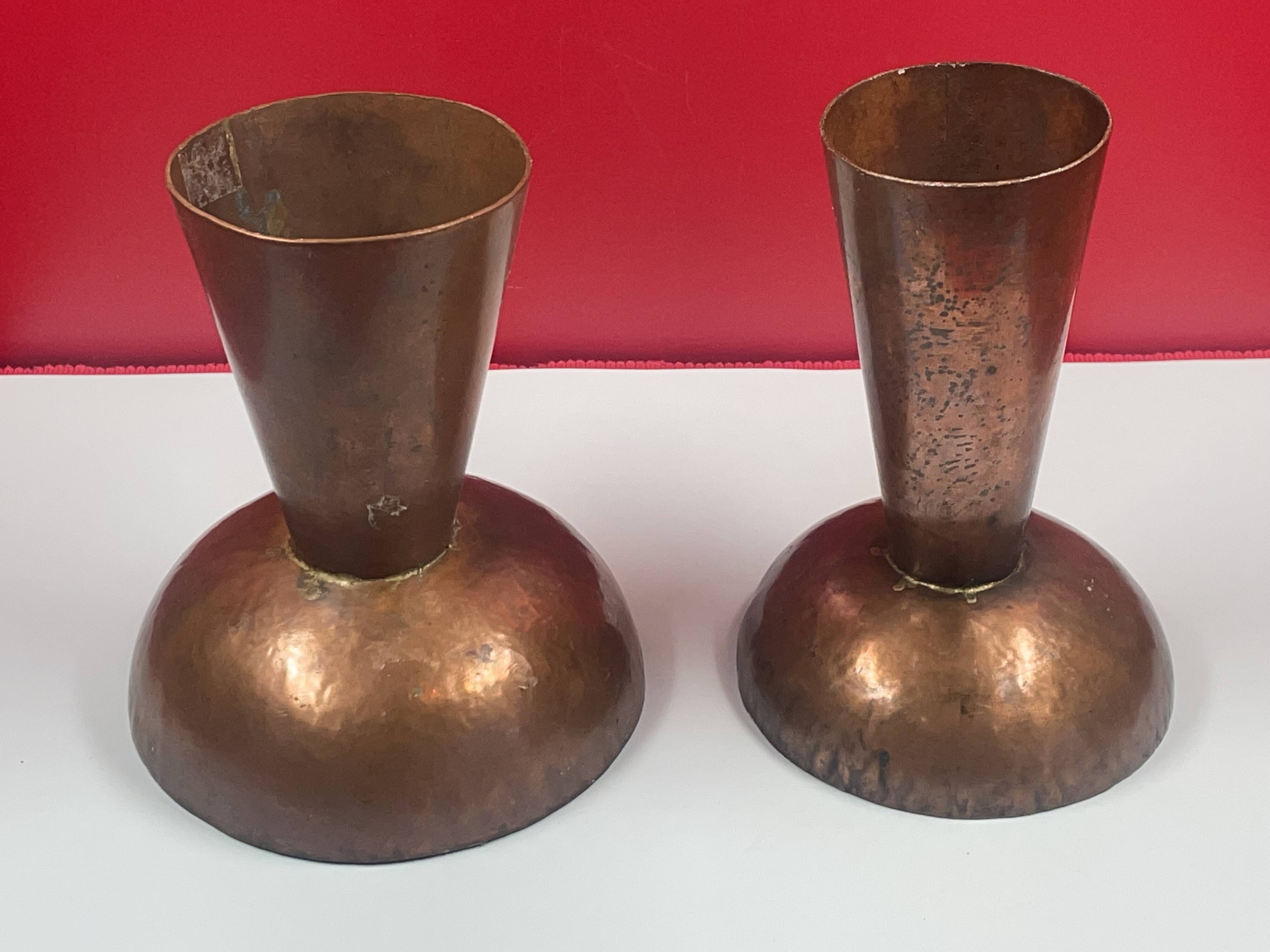 Candle holder x 2 brutalist copper candle pick (metalwork style)