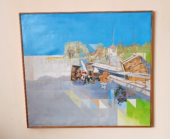 Abstract painting by Maurizio Bini (1940), signed and dated 1972