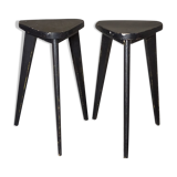 Paire de sellettes tripodes anciennes patine noire