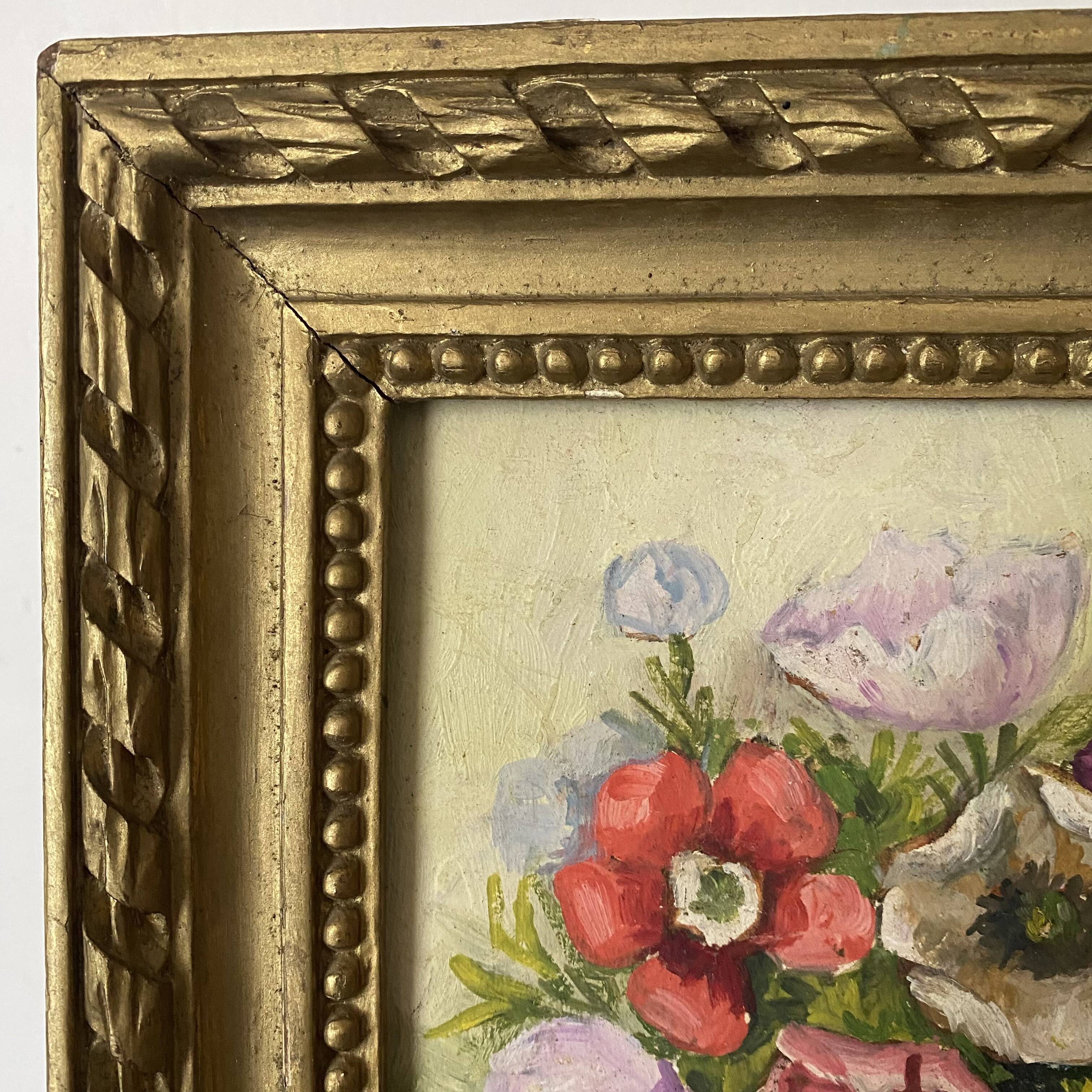 Framed flower painting of anemones
