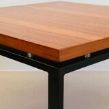 Square metal and walnut coffee table, Italy 60s