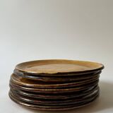 7 assiettes à dessert en céramique émaillée