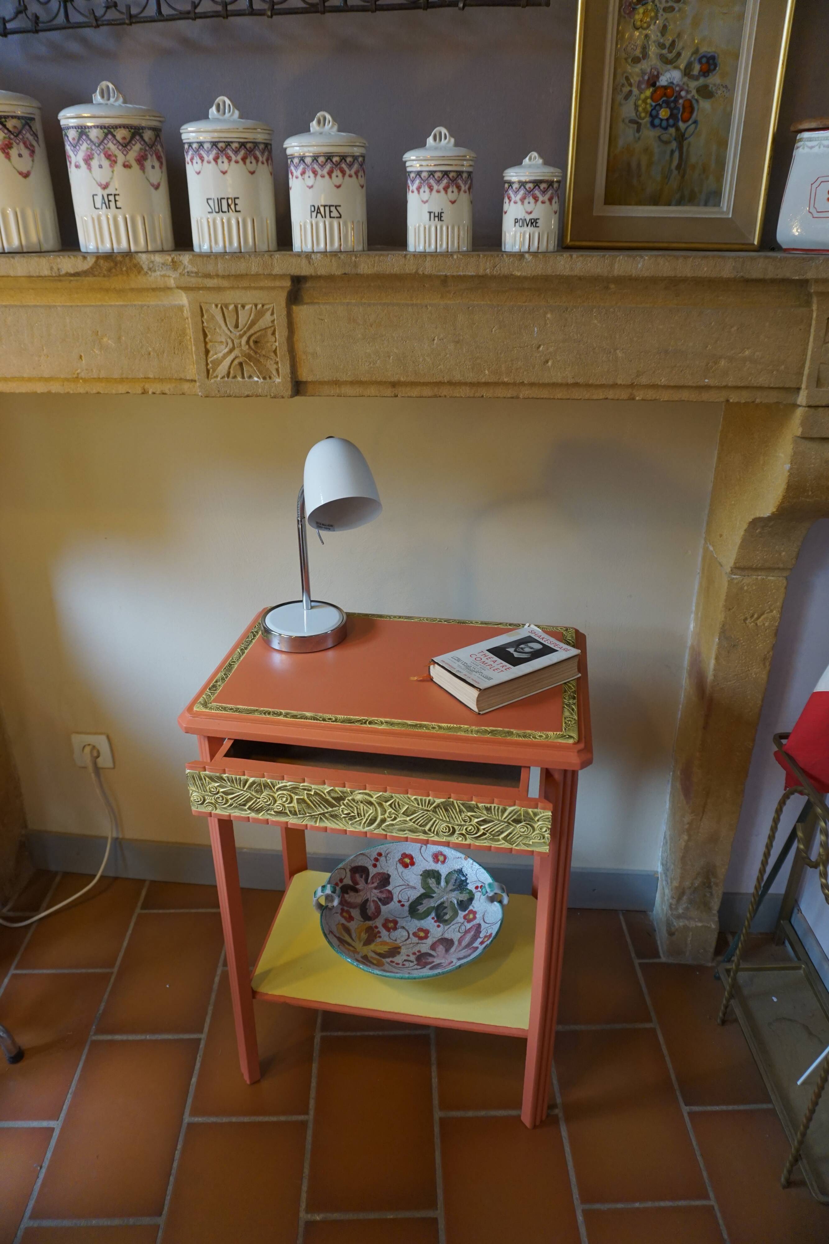 Art Deco painted wood side table - 1930s