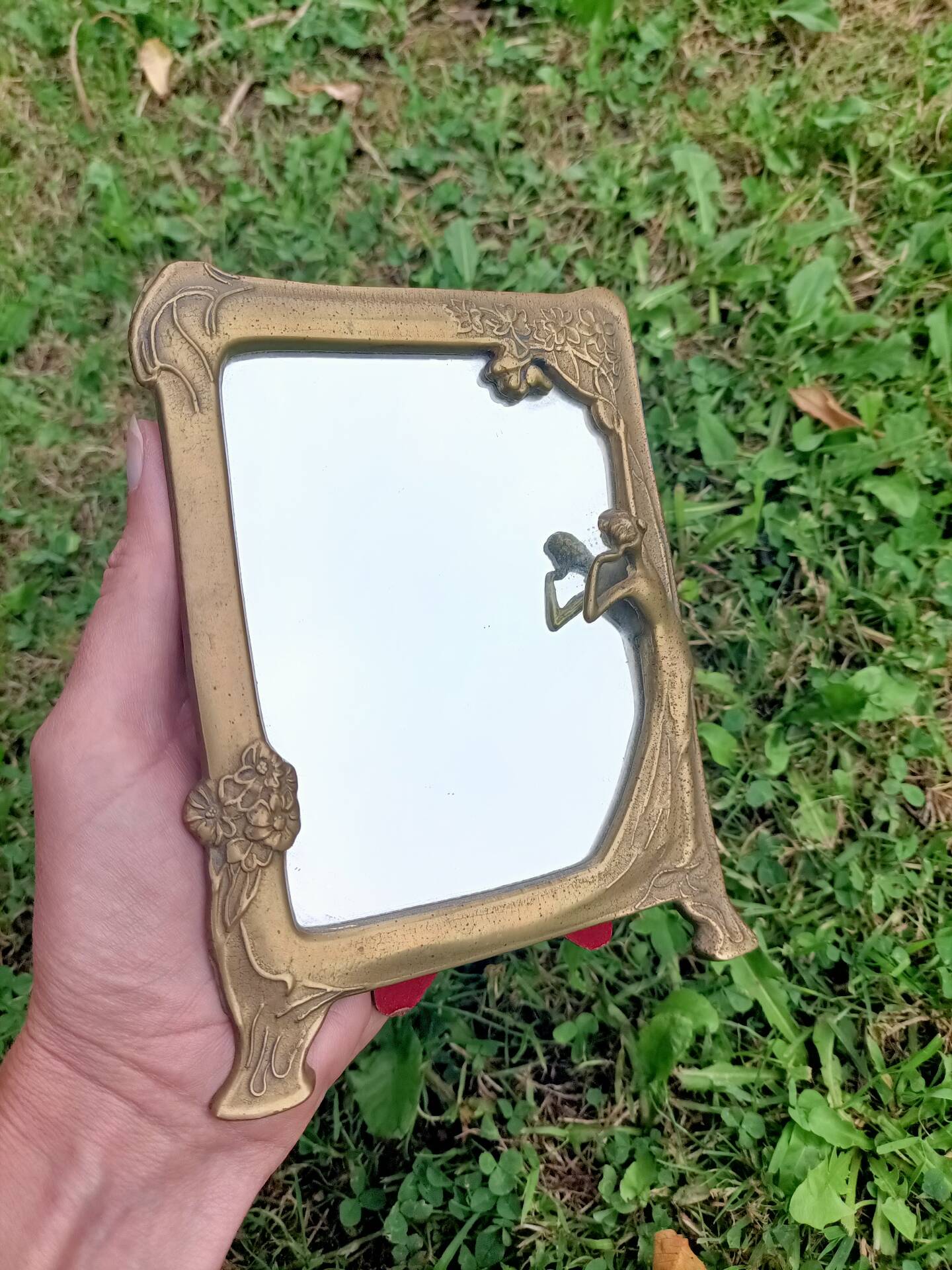 Brass retro mirror The Lady of the Lake