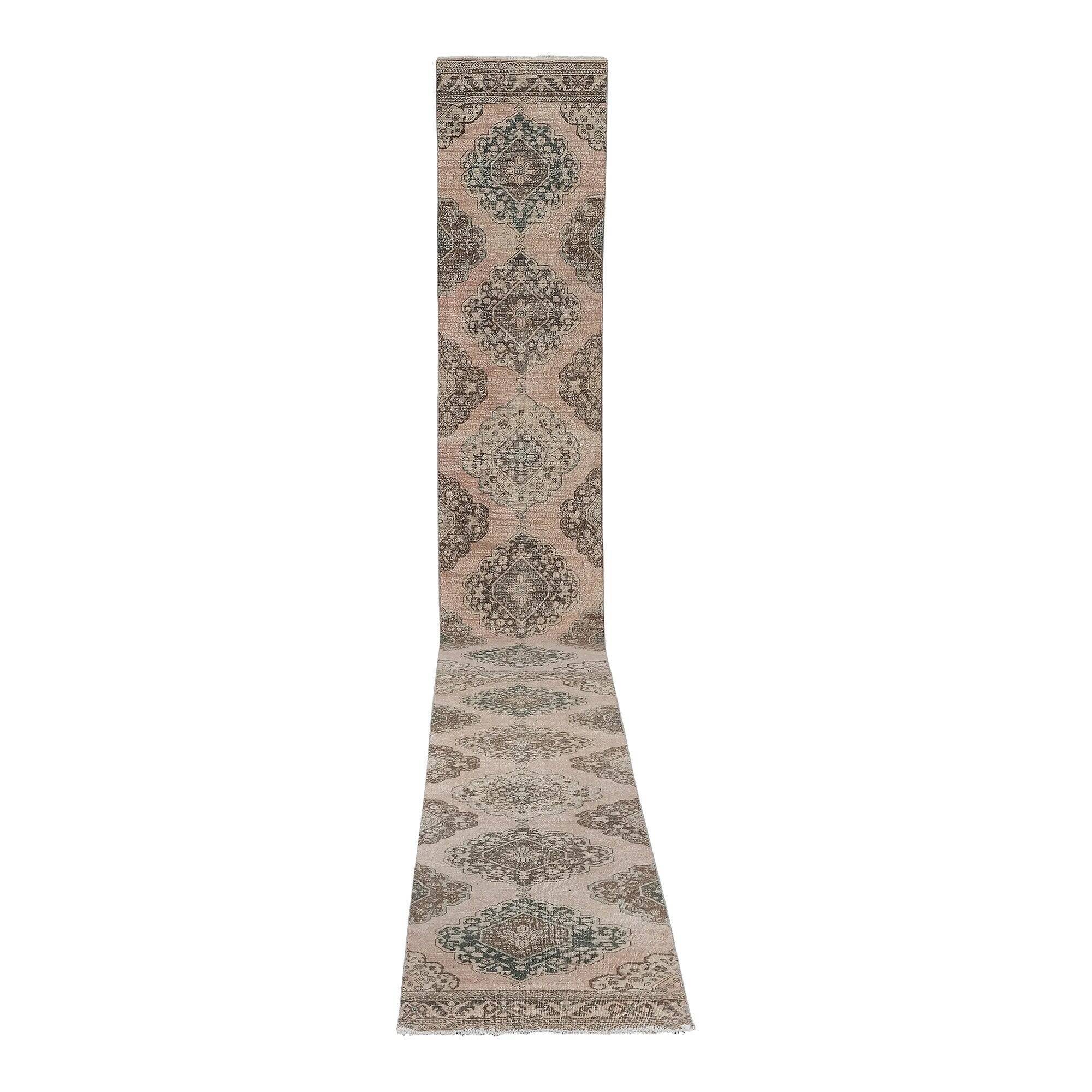 Vintage Turkish hallway rug 86x791 cm