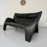 Old 2/3 seater lounge sofa designed by Jan Armgardt for Leolux in black leather
