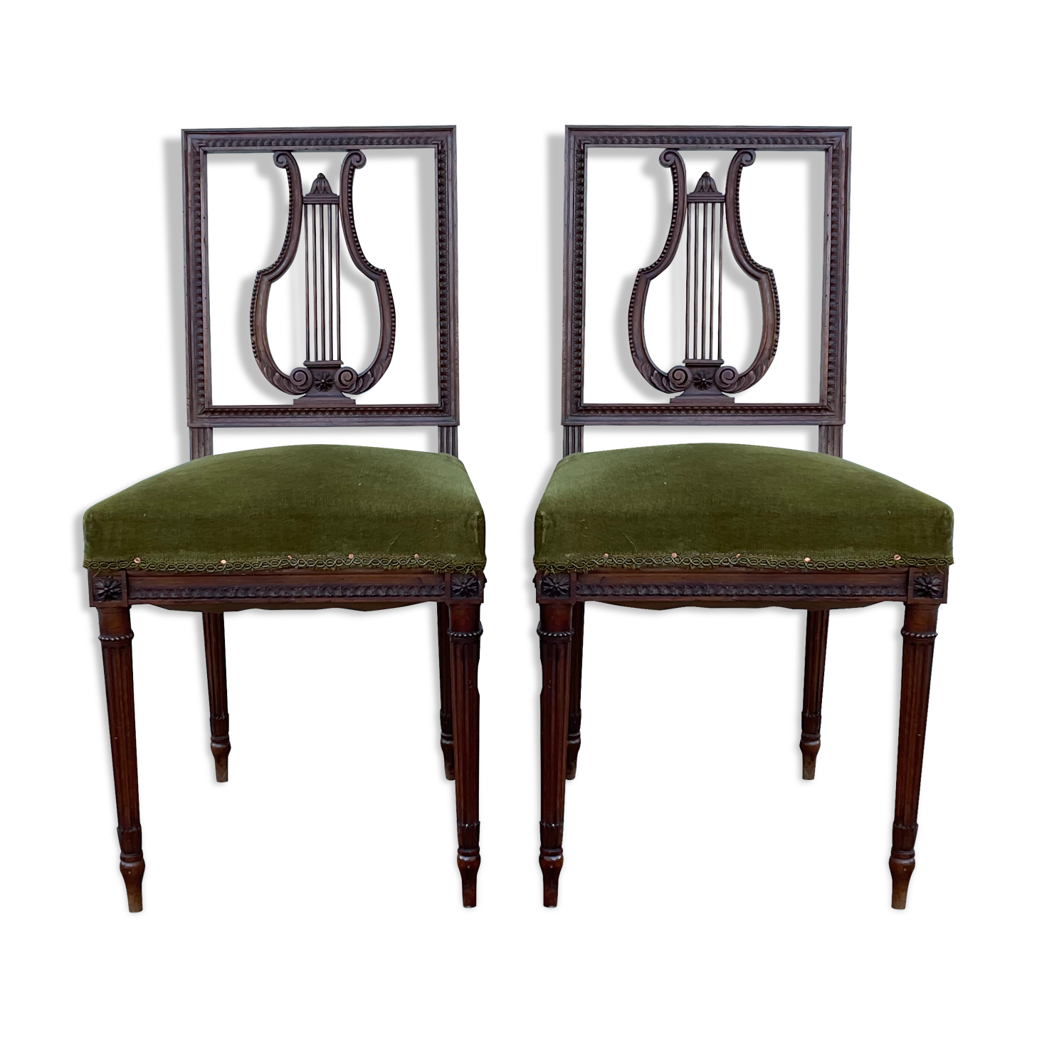 Pair of lyre chairs