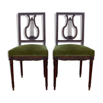 Pair of lyre chairs