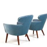 Rare Pair of Danish Easychairs in Teak & Mohair 1950s
