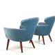 Rare Pair of Danish Easychairs in Teak & Mohair 1950s