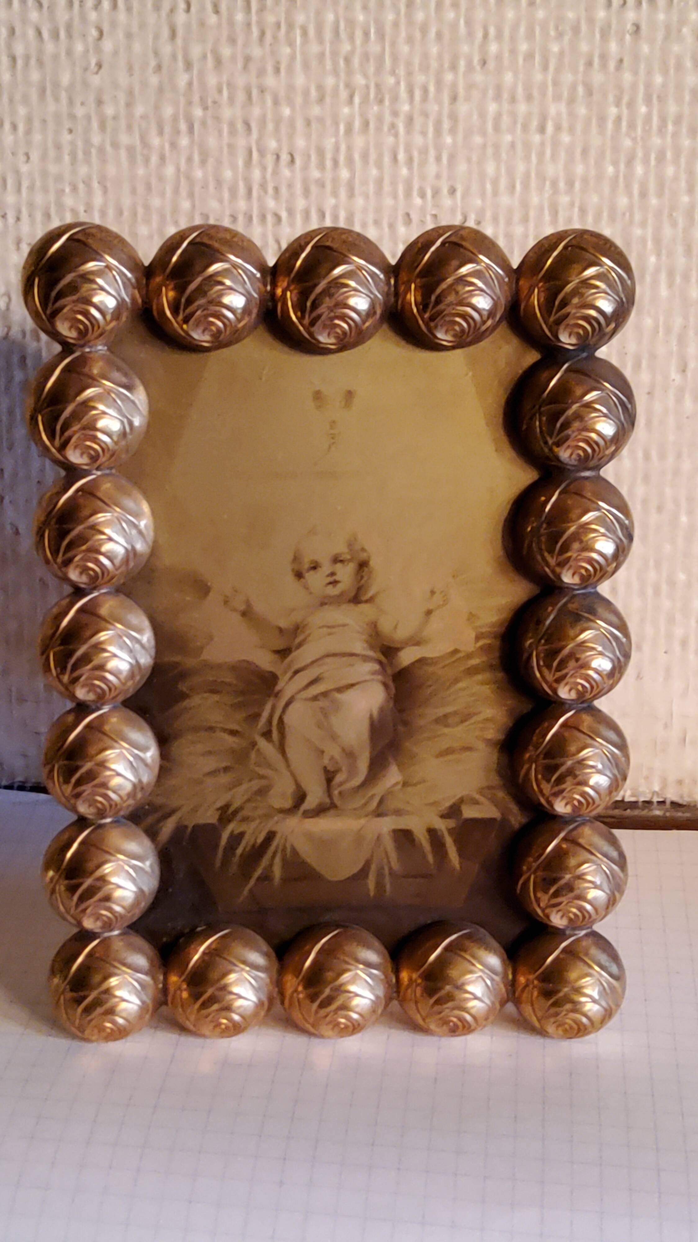Art deco photo frame in gilded bronze and gilded brass