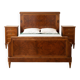 Double bed in Art Deco style with thuya burl wood and two bedside tables.