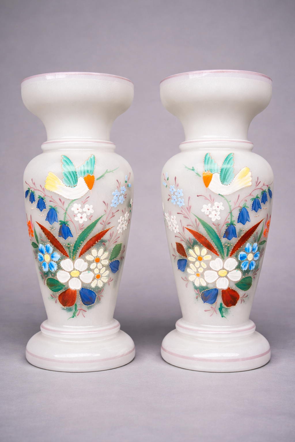 Pair of opaline glass vases.