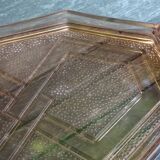 Old pink glass serving tray geometric shape 1950s