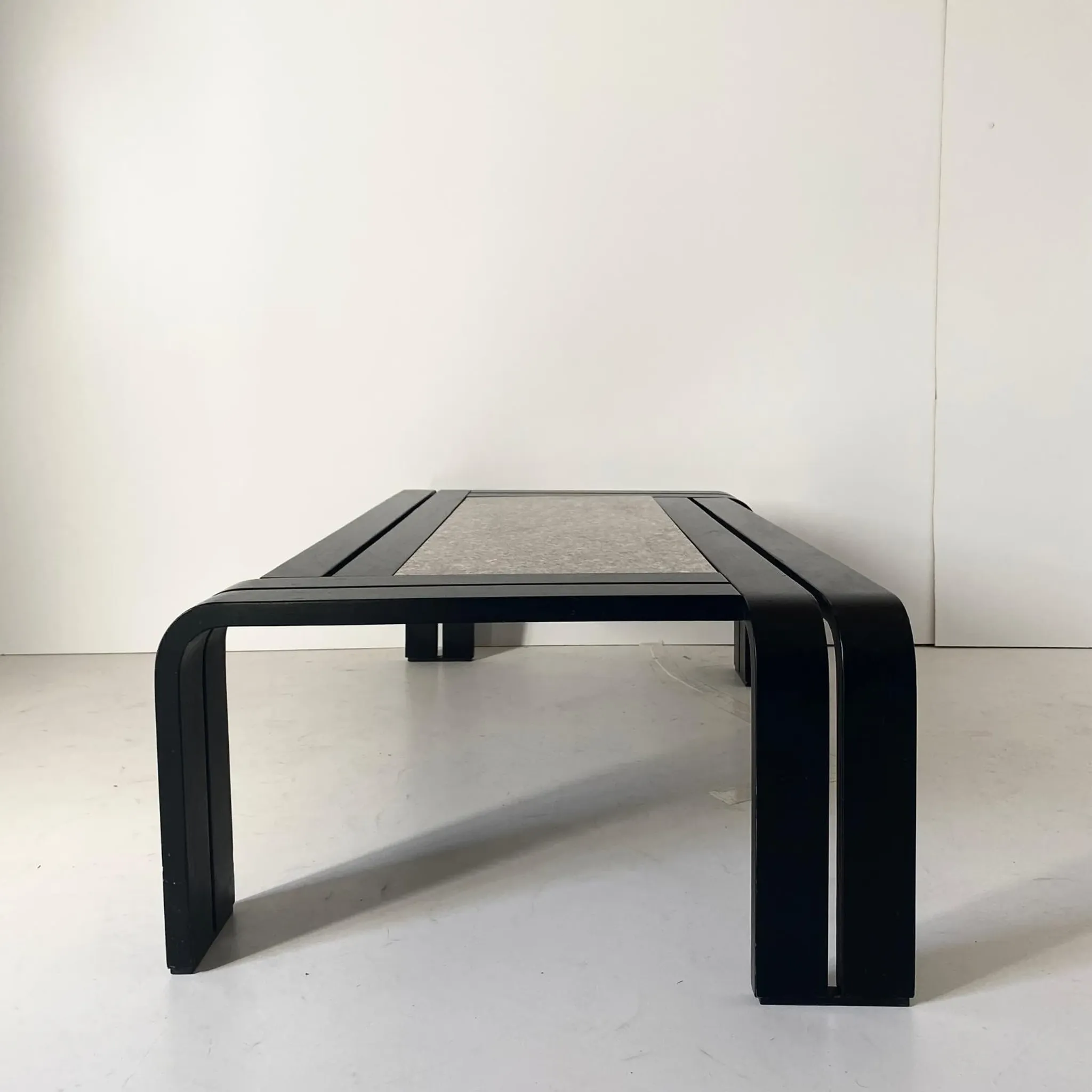 Italian Modern Sculptural Coffee Table with Granite Top & Bentwood Frame,