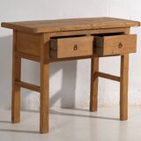 Table basse ancienne en bois massif (vers 1870)