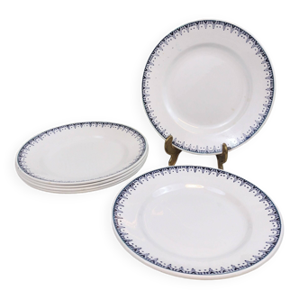 6 Assiettes plates St Amandinoise bicolores