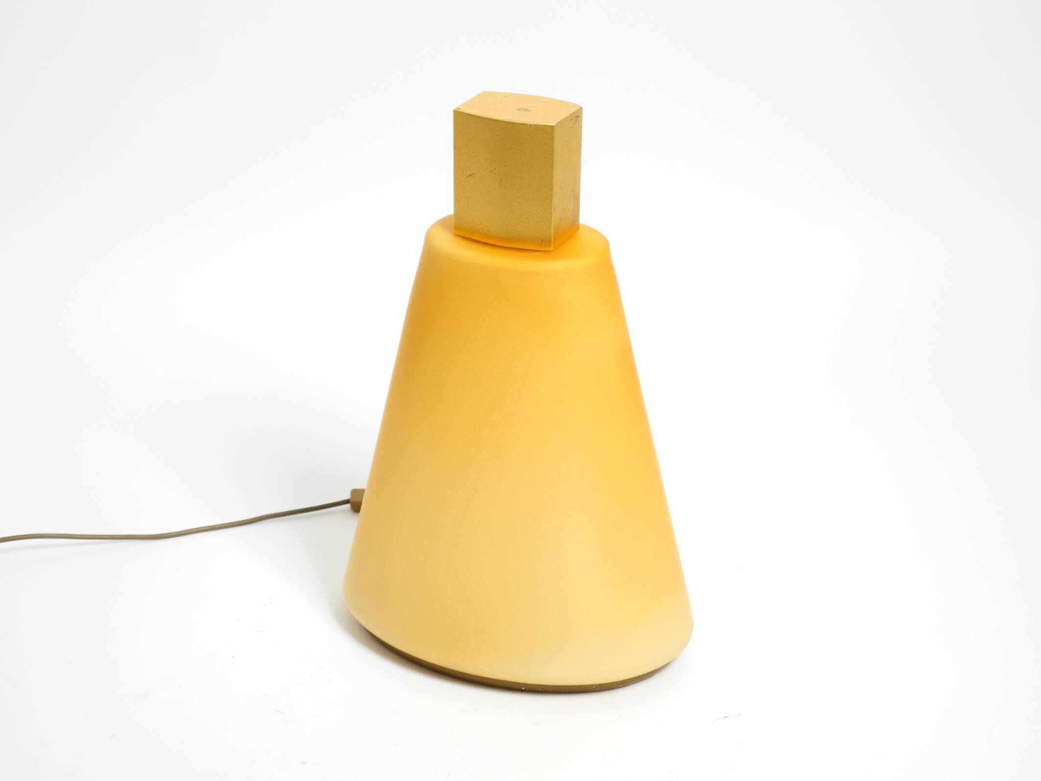 Large 1990s postmodern design floor or table lamp made of colored glass