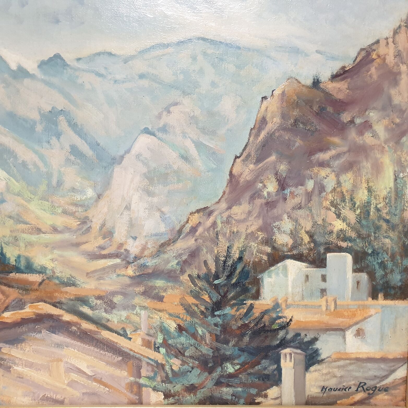 Maurice Rogue Oil on canvas located in vernet les bains dated 1981