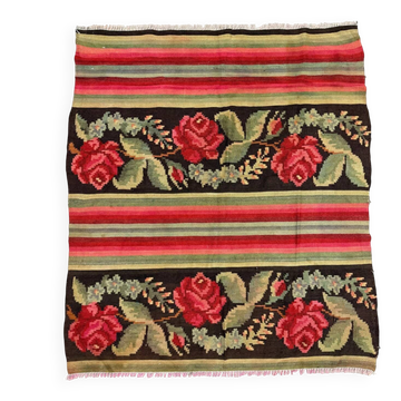 Moldovan square kilim rug 146x130 cm vintage kelim wool rug medium 2520