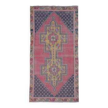 4x8 Tapis géométrique Vintage Rouge Pâle, 129x258Cm