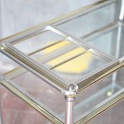 Vintage rolling dessert bar in gold metal and glass by Roche Bobois.