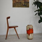 Grand vase émaillé West Germany a nuance orange et beige