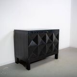 Ebonized brutalist bar cabinet by J. Batenburg for MI Belgium, 1960s