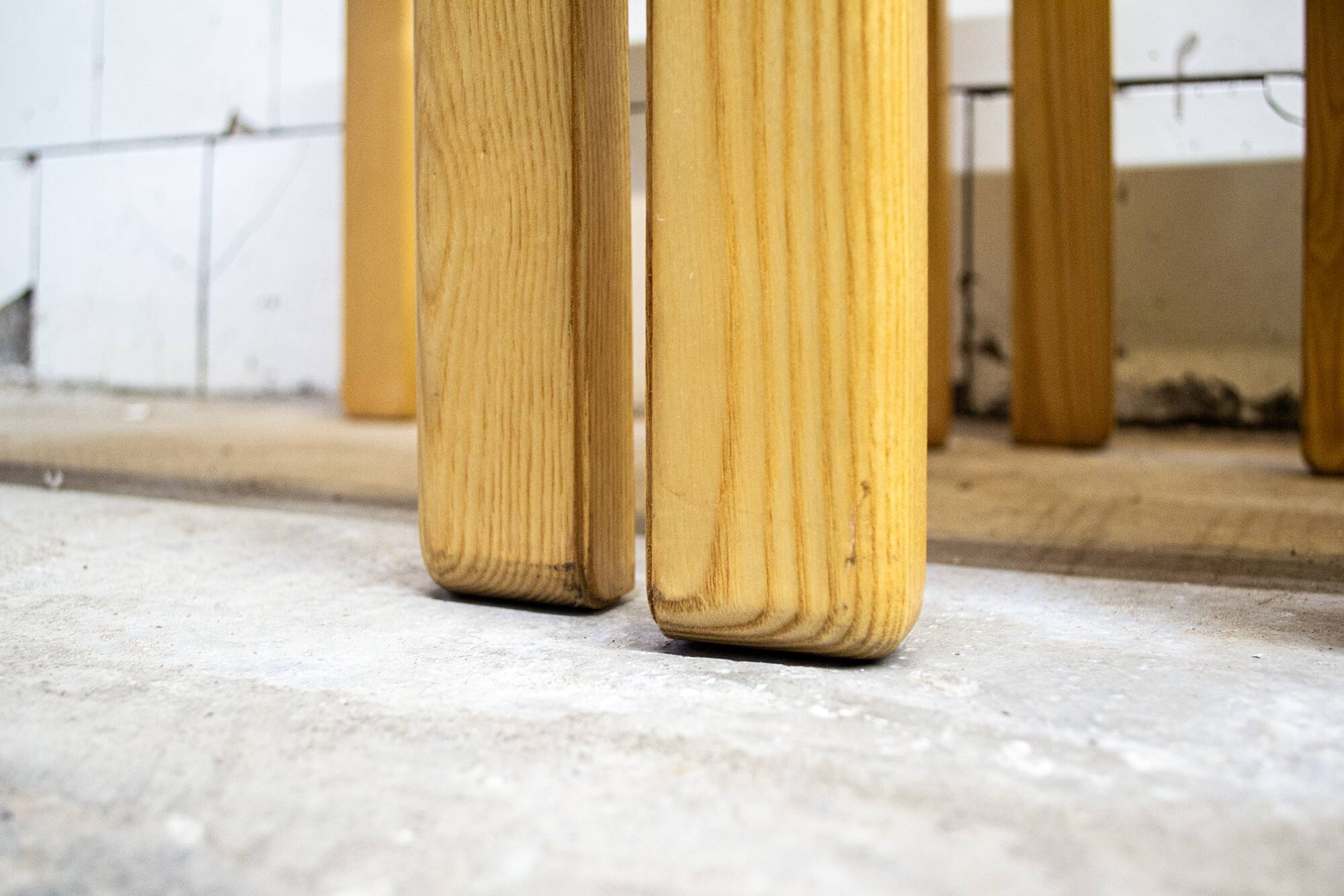 Tre tavolini a nido in legno e vetro, anni '70