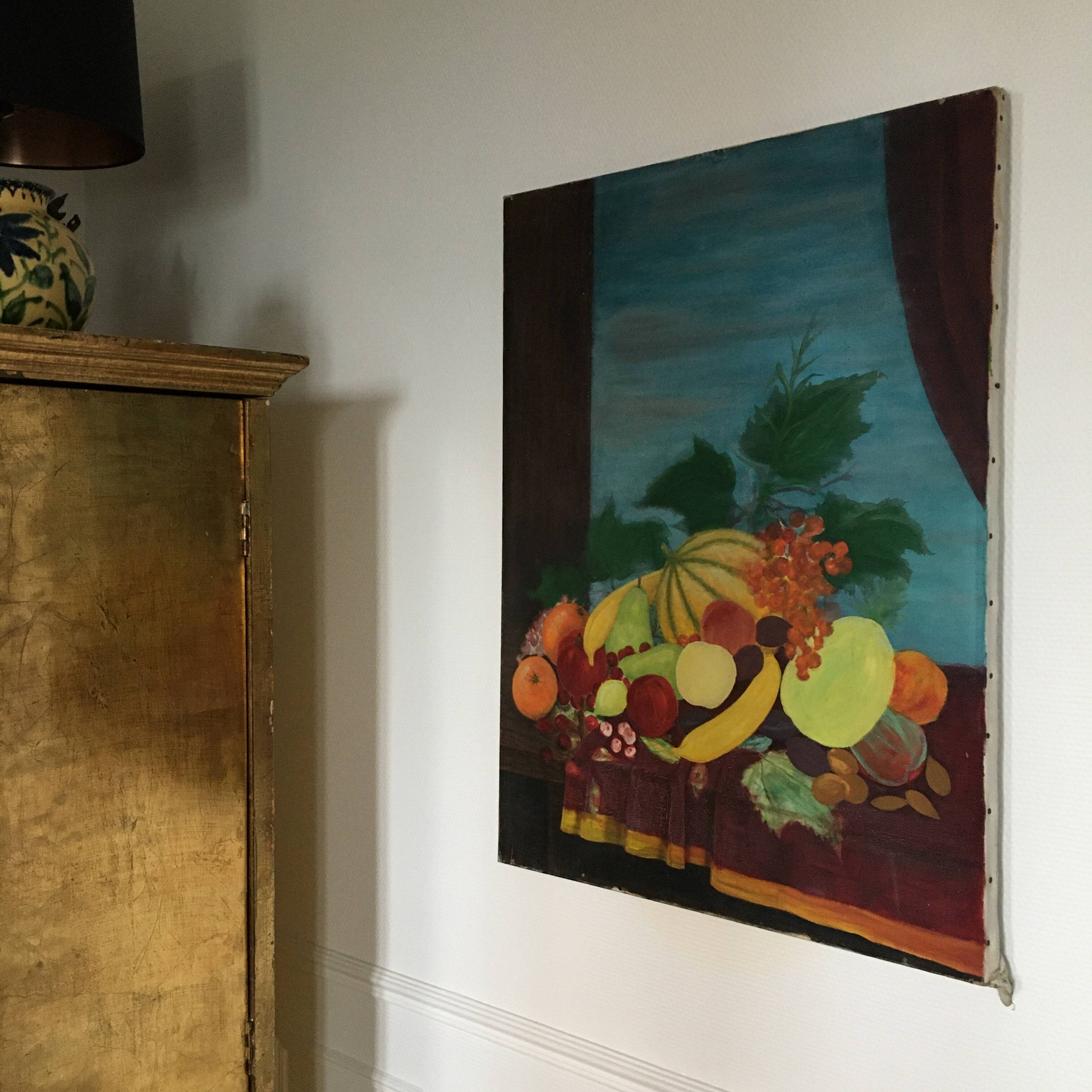 Large unfinished still life painting