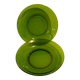 Set of 2 vintage green glass plates with dark rim – 1960s/70s