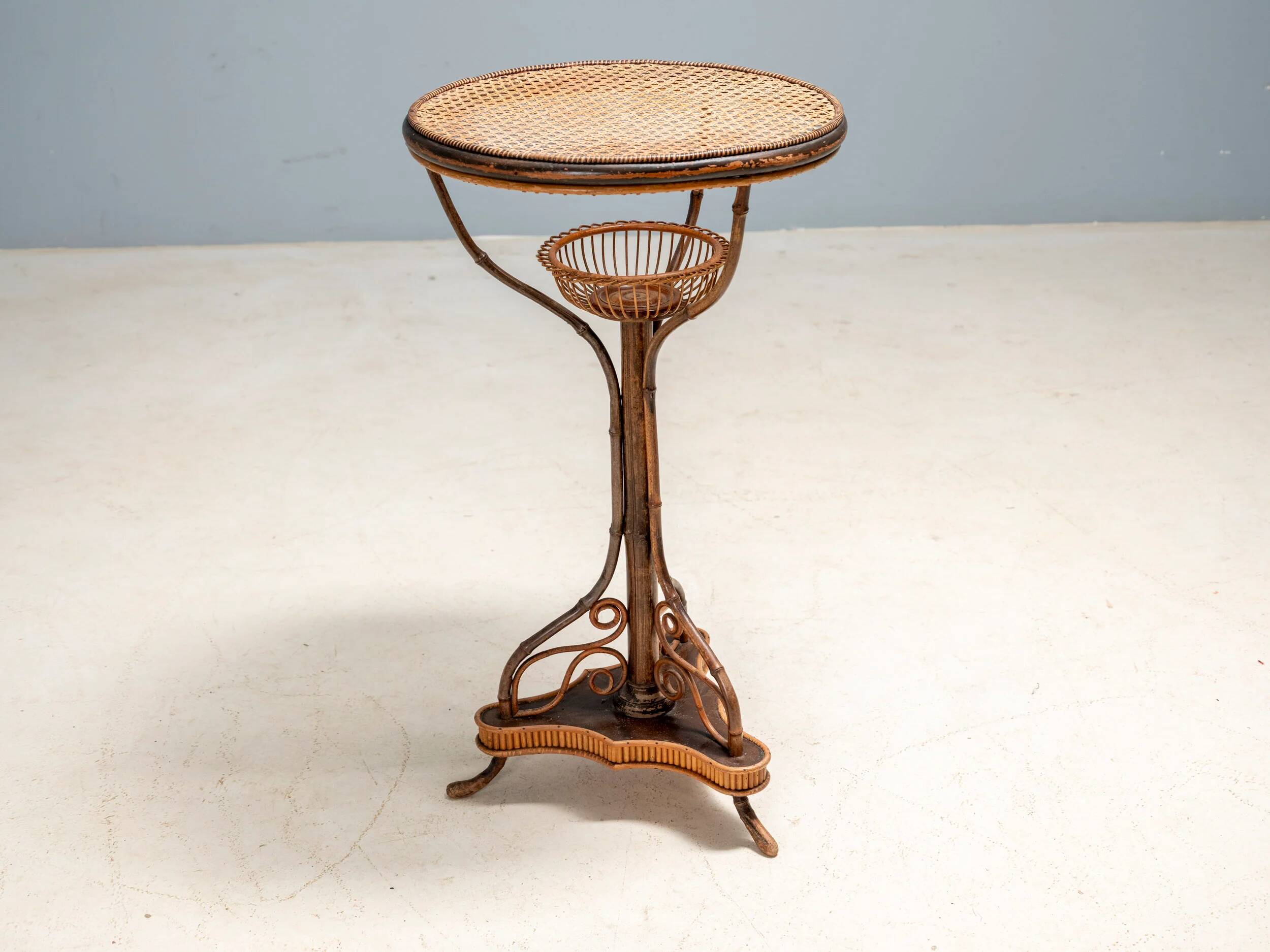 Art Nouveau bentwood & rattan pedestal table, Central Europe, c. 1900–1925