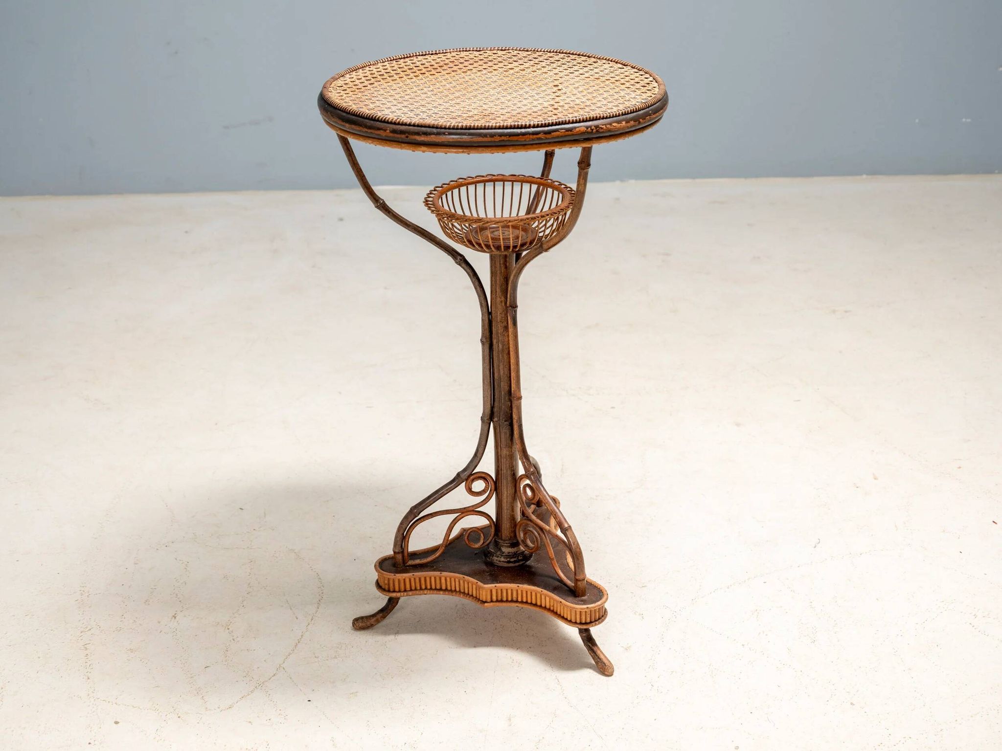 Art Nouveau bentwood & rattan pedestal table, Central Europe, c. 1900–1925