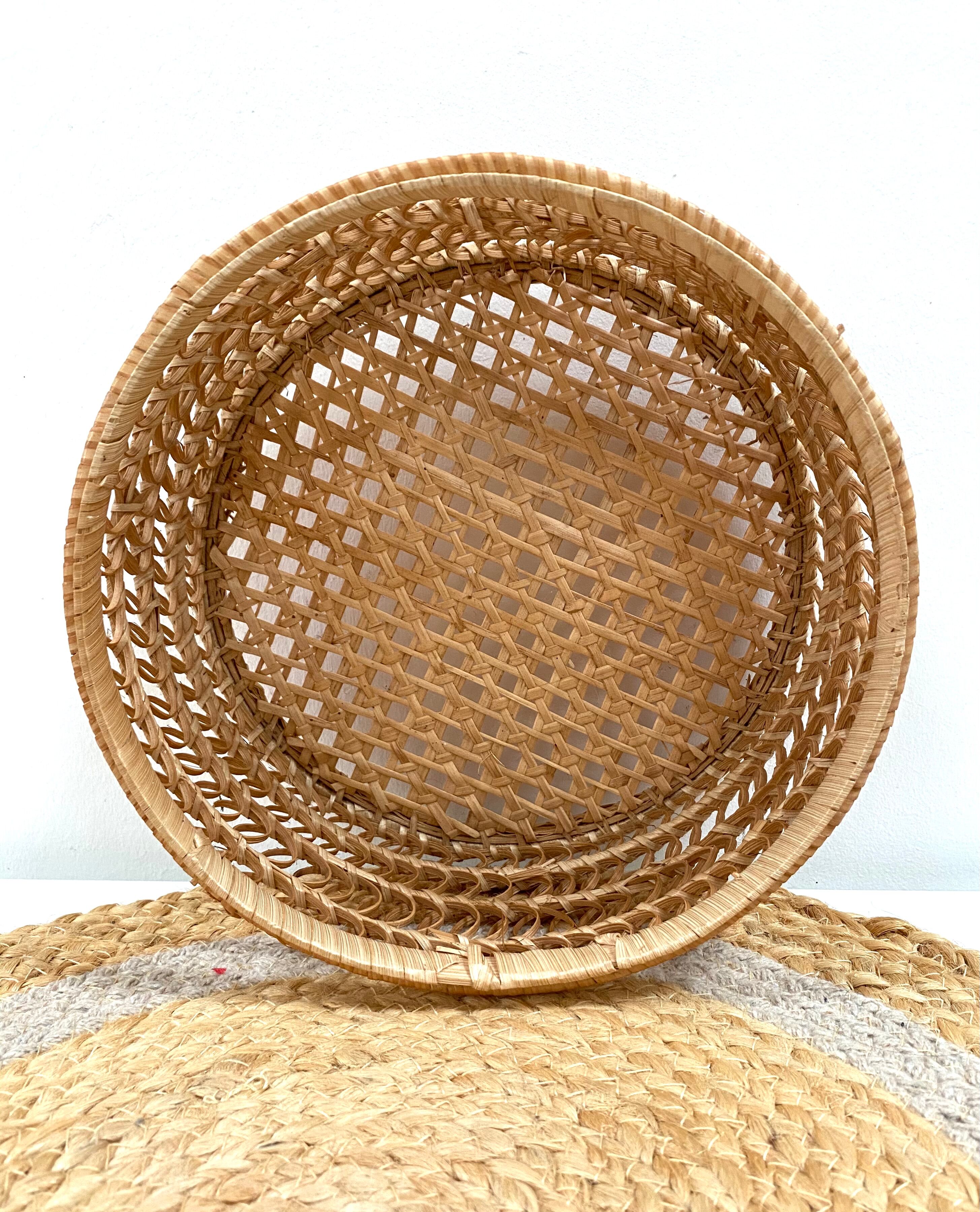 Braided rattan basket from the 70s
