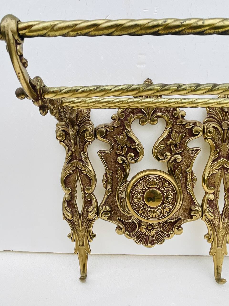 Bronze Coat Rack and Wall Shelf, Vintage, Louis XV Style