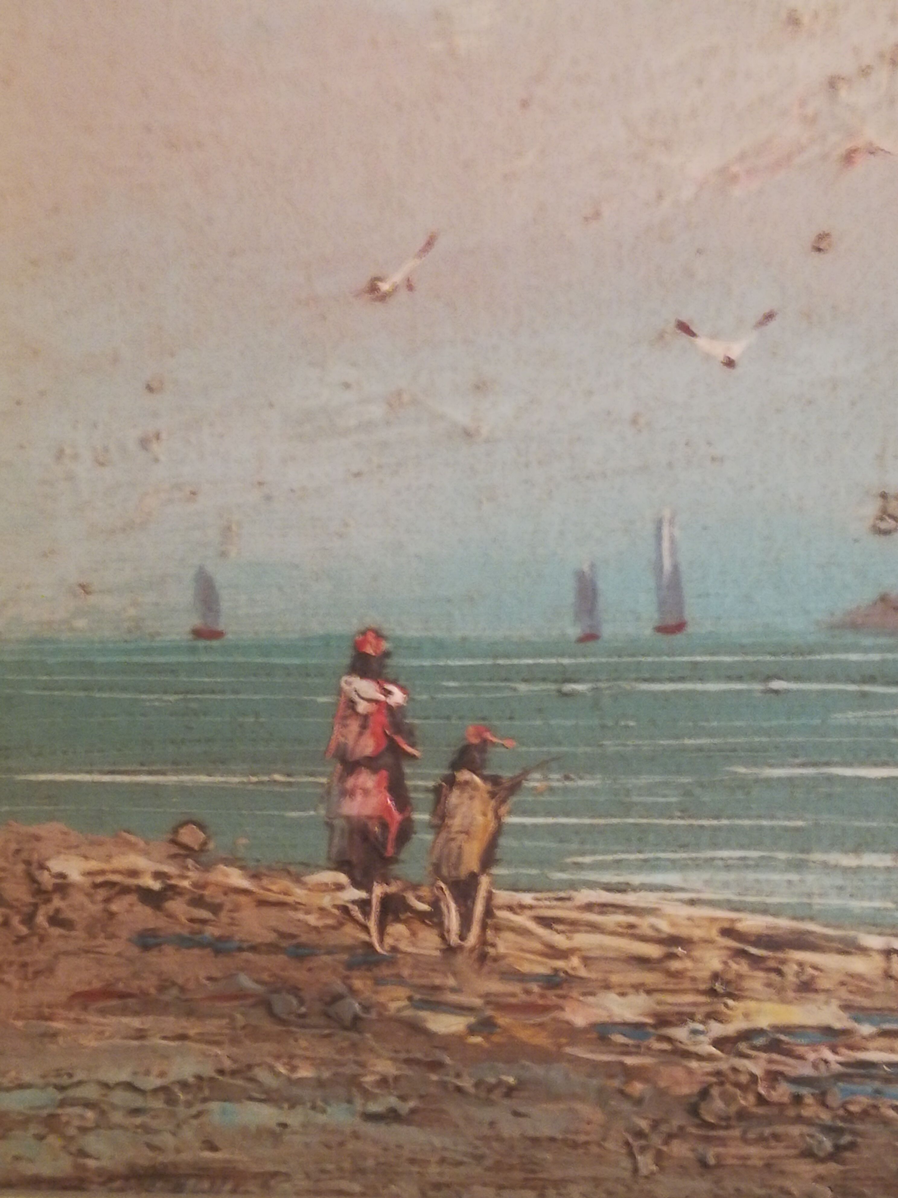 Oil on canvas signed Barton marine in gilded frame