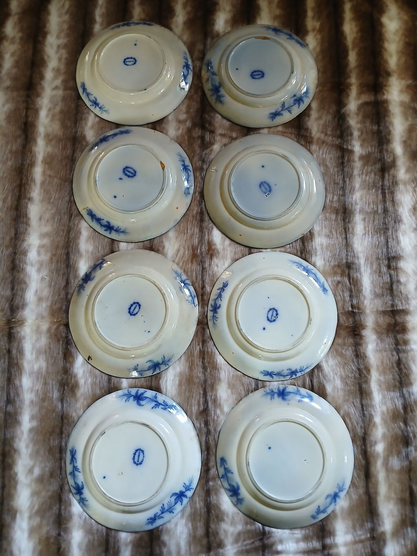 8 very old flat plates made of ironstone