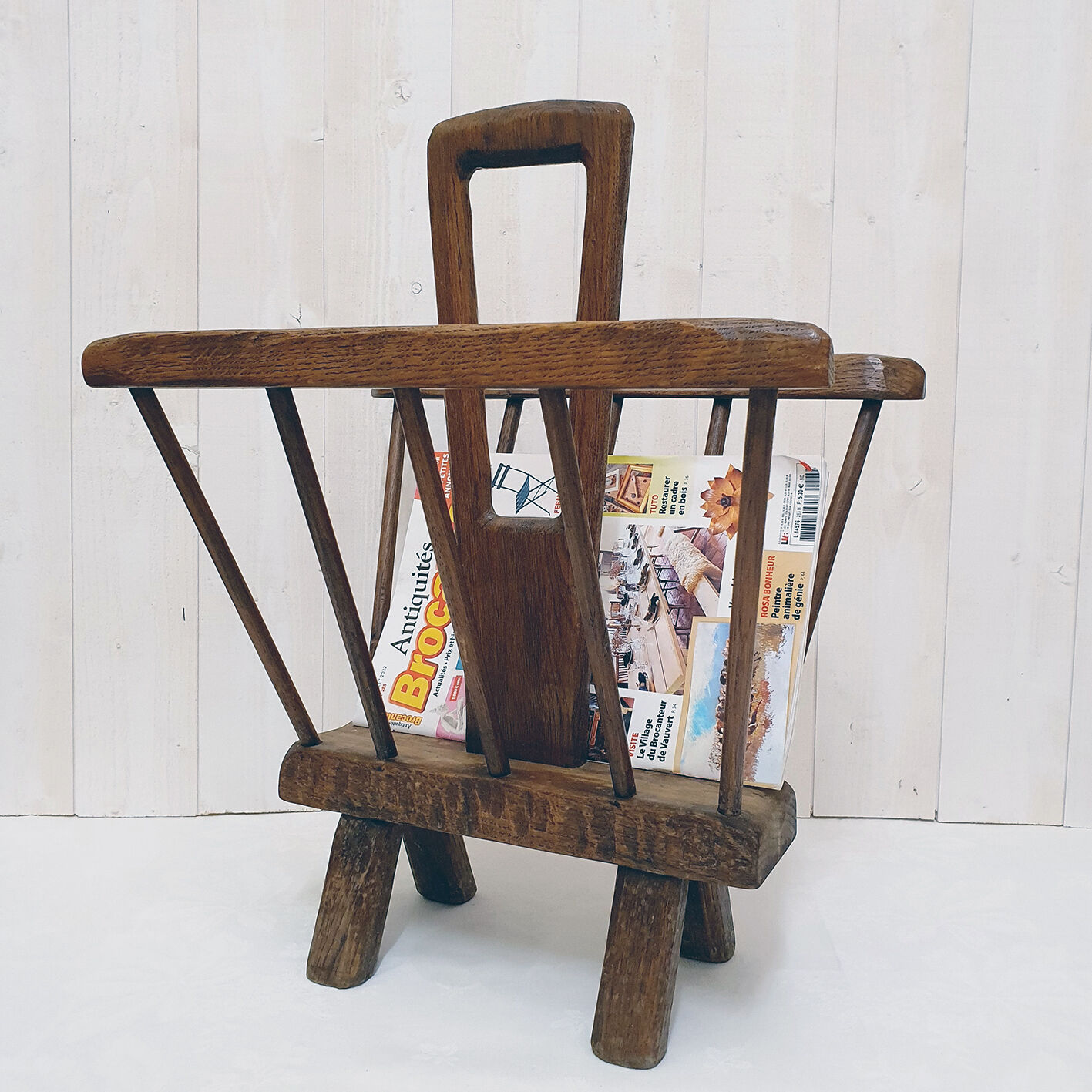 Brutalist wooden magazine racks