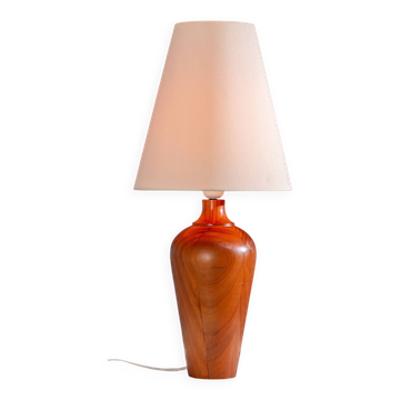 Lampe de table en bois massif avec abat-jour conique